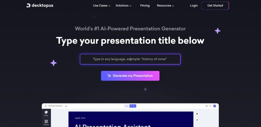 Decktopus AI simplifies presentation creation with AI-driven tools for slide content, design, layout, and real-time collaboration.