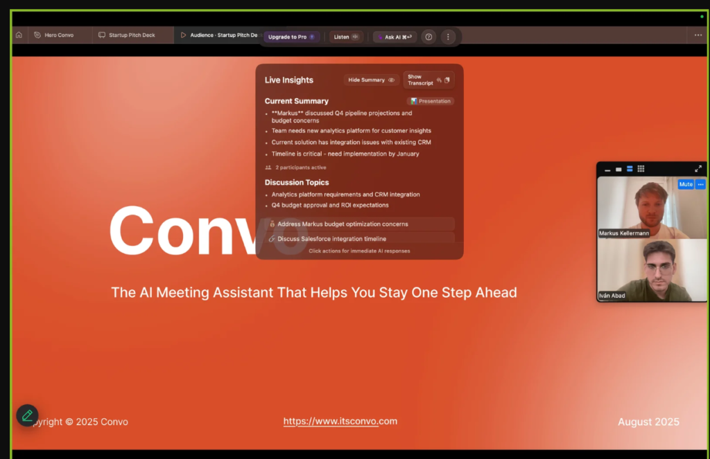 Convo – Smart AI Meeting Notes & Productivity Assistant
