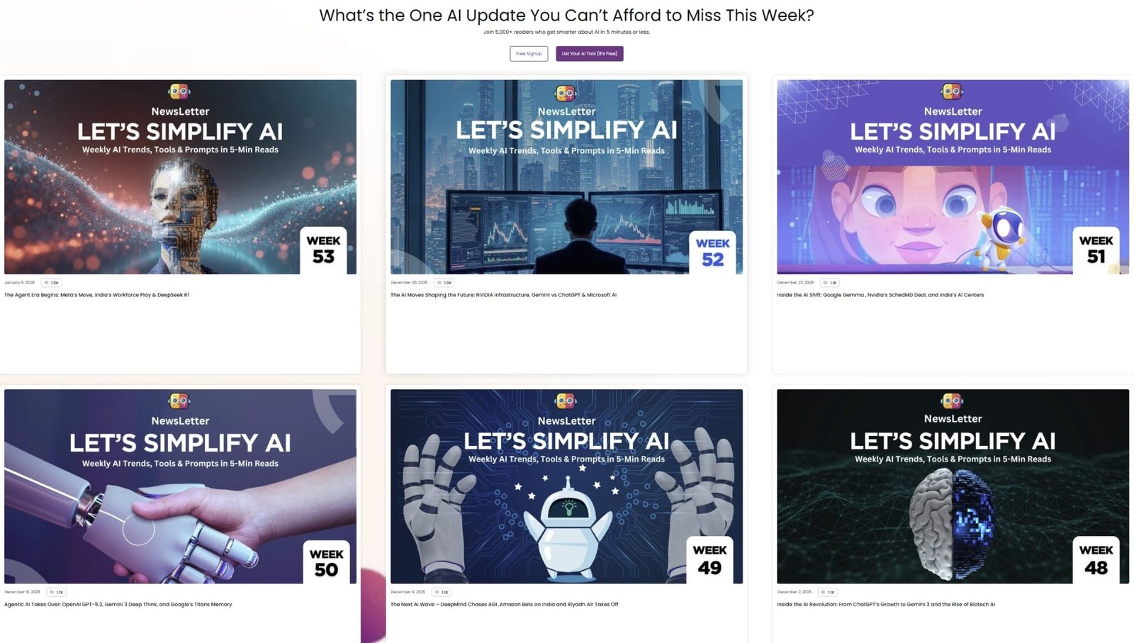 Layout for weekly updates or newsletters