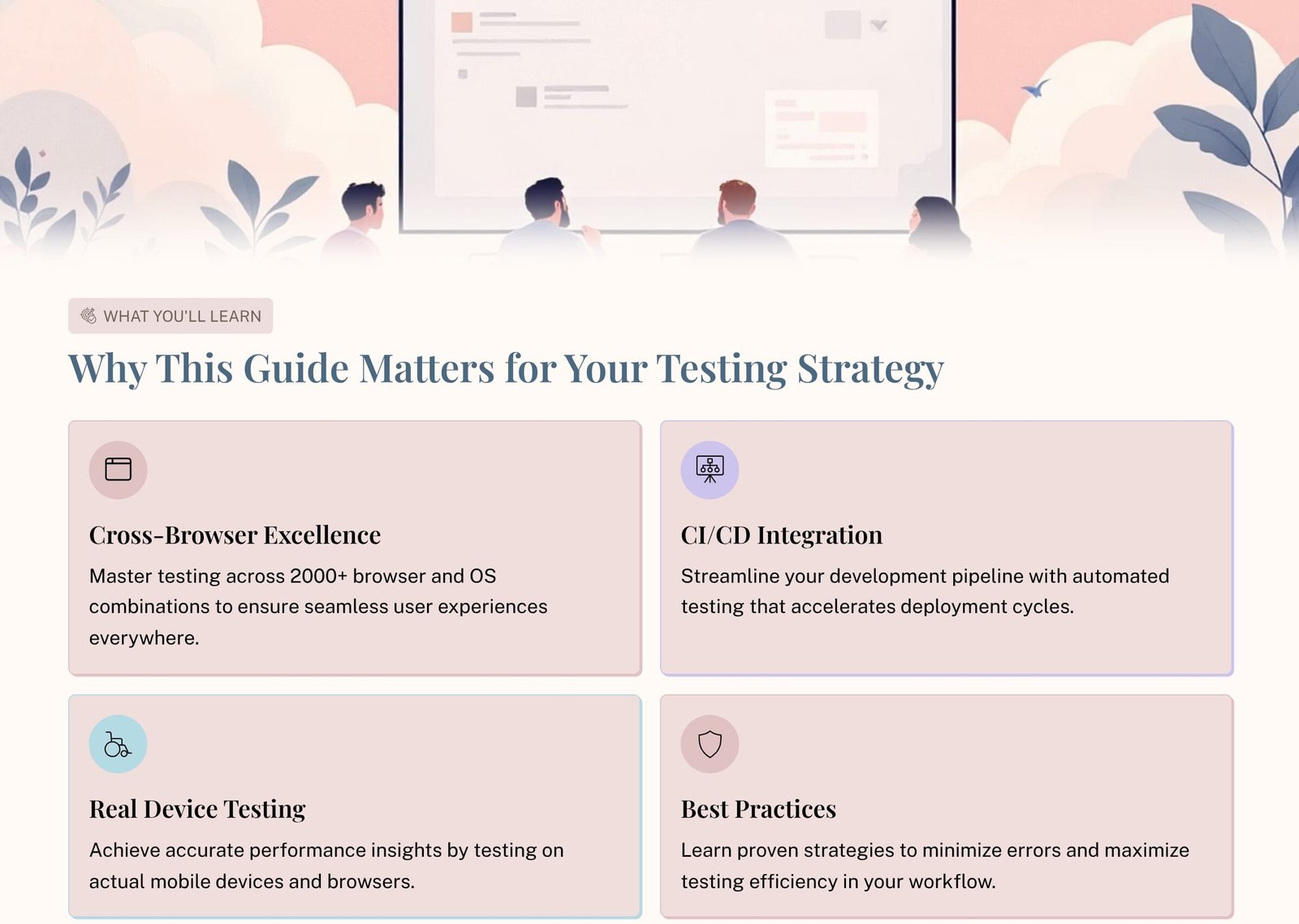 What you will learn about LambdaTest's testing strategy