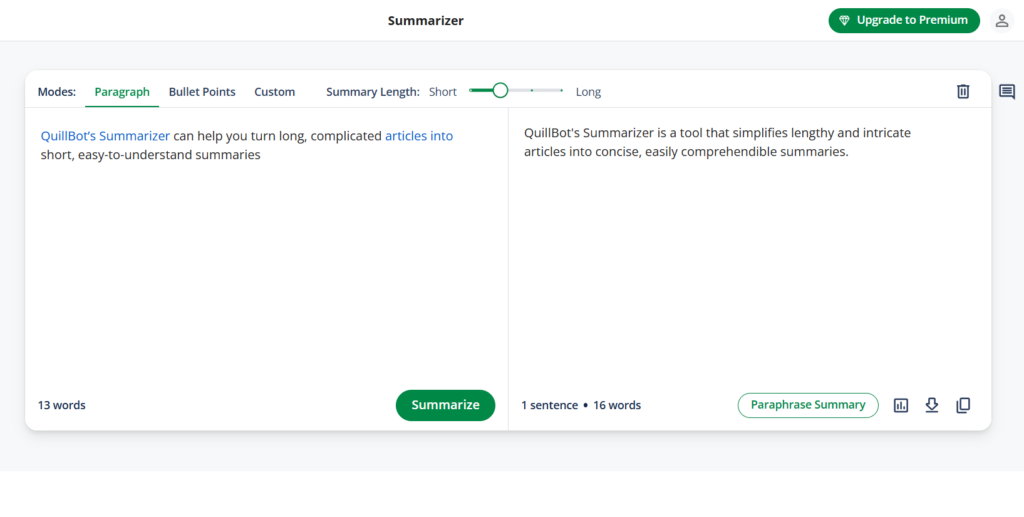 QuillBot Summarizer Tool